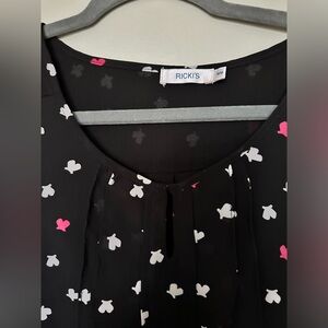 Ruffled Sleeveless Black Blouse Size M